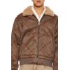 Forever 21 mens Quilted Faux Shearling-lined Jacket(Cocoa/Oatmeal)