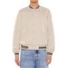 Forever 21 mens Varsity-striped Bomber Jacket(Taupe)
