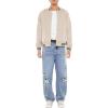 Forever 21 mens Varsity-striped Bomber Jacket(Taupe)