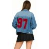 Forever 21 womens Denim Jacket With Front and Back Patches(Blue)