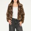Forever 21 womens Faux Fur Zip Up Jacket(Leopard)