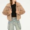 Forever 21 womens Faux Fur Zip Up Jacket(Taupe)