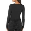 Forever 21 womens Fitted Long-sleeve Bodysuit(Black)