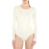 Forever 21 womens Fitted Long-sleeve Bodysuit(White)