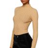 Forever 21 womens Lettuce-edge Mock Neck Bodysuit(Brown)