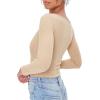 Forever 21 womens Plunging Waffle Knit Bodysuit(Tan)