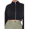 Forever 21 womens Quilted Zip-up Cropped Jacket(Black)