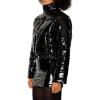 Forever 21 womens Sequin Zip-up Puffer Jacket(Black)