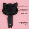 Hairbrush – 1pc Cute Animal Character Hairbrush, Comfort & Control Cushion Hair Brush w/Gentle Bristles, Cushion Base, and Animal Ears (BLACK CAT)(BLACK CAT)