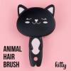 Hairbrush – 1pc Cute Animal Character Hairbrush, Comfort & Control Cushion Hair Brush w/Gentle Bristles, Cushion Base, and Animal Ears (BLACK CAT)(BLACK CAT)