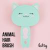 Hairbrush – 1pc Cute Animal Character Hairbrush, Comfort & Control Cushion Hair Brush w/Gentle Bristles, Cushion Base, and Animal Ears (BLACK CAT)(Kitty)