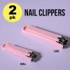 Nail Clippers Set – 2pc Soft Touch Pink Nail Clipper Value Pack, Big & Small Precision Nail Clippers Pack, Essential Manicure & Pedicure Tools(Pink)