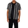 Forever 21 Mens Striped Rayon Shirt(Black)