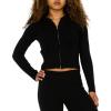 Forever 21 Womens Cable Knit Zip Up Sweater with Hood and Drawstring. Thick Rib Band at Waist and Sleeve Cuffs.(Black)