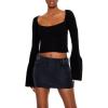 Forever 21 Women’s Cropped Bell-Sleeve Sweater(Black)
