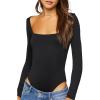 Forever 21 Women’s Long-sleeve Bodysuit(Black)