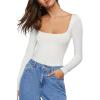 Forever 21 Women’s Long-sleeve Bodysuit(Cream)
