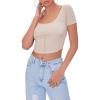 Forever 21 Women’s Ribbed Inverted-Seam Crop Top(Beige)