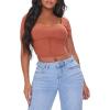 Forever 21 Women’s Ribbed Inverted-Seam Crop Top(Rust)