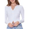 Forever 21 Womens Ribbed Knit Cardigan Sweater(White)