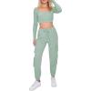 Forever 21 Women’s Waffle Knit Cargo Joggers(Seafoam)
