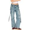 Forever 21 Womens Y2k-Inspired Cargo Jeans from Bdg(Blue)