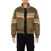 Forever 21 mens Colorblock Funnel Neck Puffer Jacket(Olive/Multi)