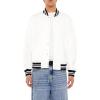 Forever 21 mens Varsity-striped Bomber Jacket(Cream)