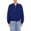 Forever 21 mens Varsity-striped Bomber Jacket(Dark Navy)