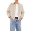 Forever 21 mens Varsity-striped Bomber Jacket(Taupe)