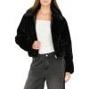 Forever 21 womens Faux Fur Zip Up Jacket(Black)