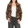 Forever 21 womens Faux Fur Zip Up Jacket(Leopard)