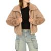 Forever 21 womens Faux Fur Zip Up Jacket(Taupe)