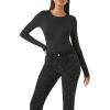 Forever 21 womens Fitted Long-sleeve Bodysuit(Black)