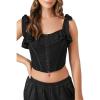 Forever 21 womens Lace Tie-strap Corset Top(Black)