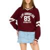 Forever 21 womens Sweater With Tipping and Embroidery(Burgundy)