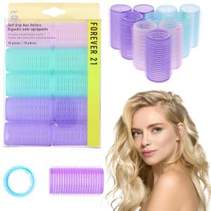 10pc Gentle Grip Hair Roller Set for Salon-Style Voluminous Curls at Home (PINK)(Purple/Blue)