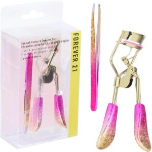 Eyelash Curler & Tweezer Set – 2pc Lash Kit w/Precision Lash Curler & Lash Tweezers for Eyelash Strips | False Eyelash Applicator Tool Kit