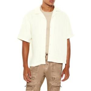 Forever 21 Mens Boxy Cropped Boucle Shirt(White)