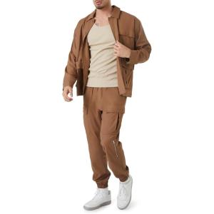 Forever 21 Men’s Cargo Drawstring Joggers(Deep Taupe)