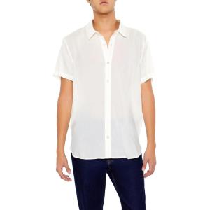 Forever 21 Men’s Dolphin-Hem Short-Sleeve Shirt(White)