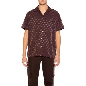 Forever 21 Men’s Jacquard Baroque Shirt(Brown)