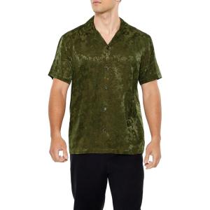 Forever 21 Men’s Jacquard Paisley Shirt(Green)