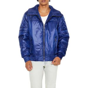 Forever 21 Men’s Quilted Bomber Jacket(Indigo)