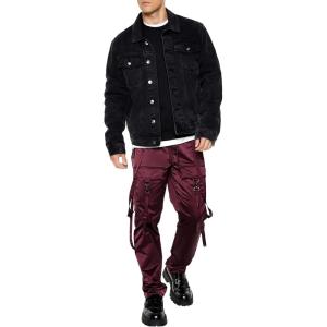 Forever 21 Men’s Satin Drawstring Utility Strap Pants(Sugarplum)