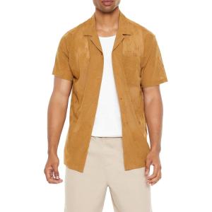 Forever 21 Men’s Sheer Floral Print Shirt(Light Brown)