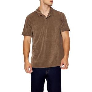 Forever 21 Men’s Soft Ribbed Knit Polo Shirt(Brown)