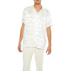 Forever 21 Men’s Striped Abstract Jacquard Shirt(White)