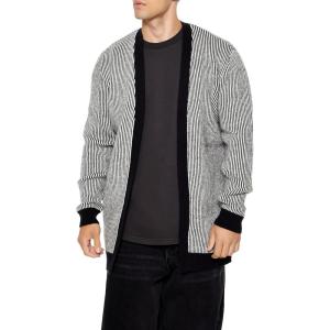 Forever 21 Men’s Striped Cardigan Sweater(Black)