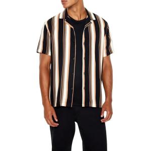 Forever 21 Mens Striped Rayon Shirt(White)